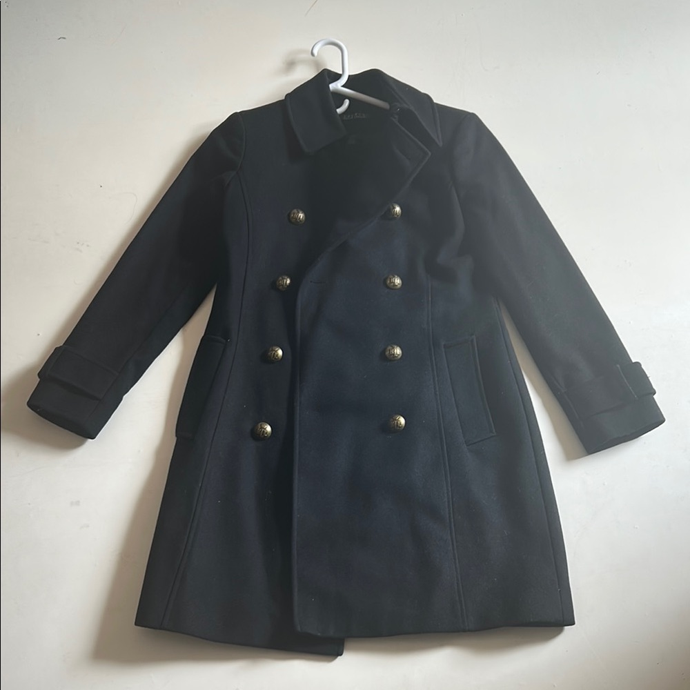 Ralph Lauren Black Double-Breasted Pea Coat with Gold Buttons
